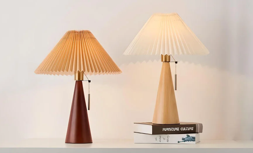 Contemporary Nordic Lamp with Fabric Pleats