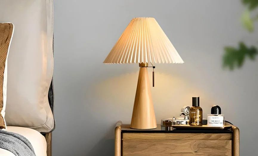 Contemporary Nordic Lamp with Fabric Pleats