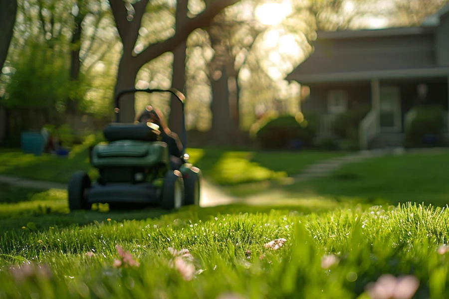 green electric lawn mower