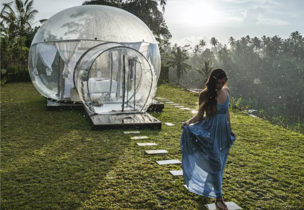 sleeping in a bubble tent