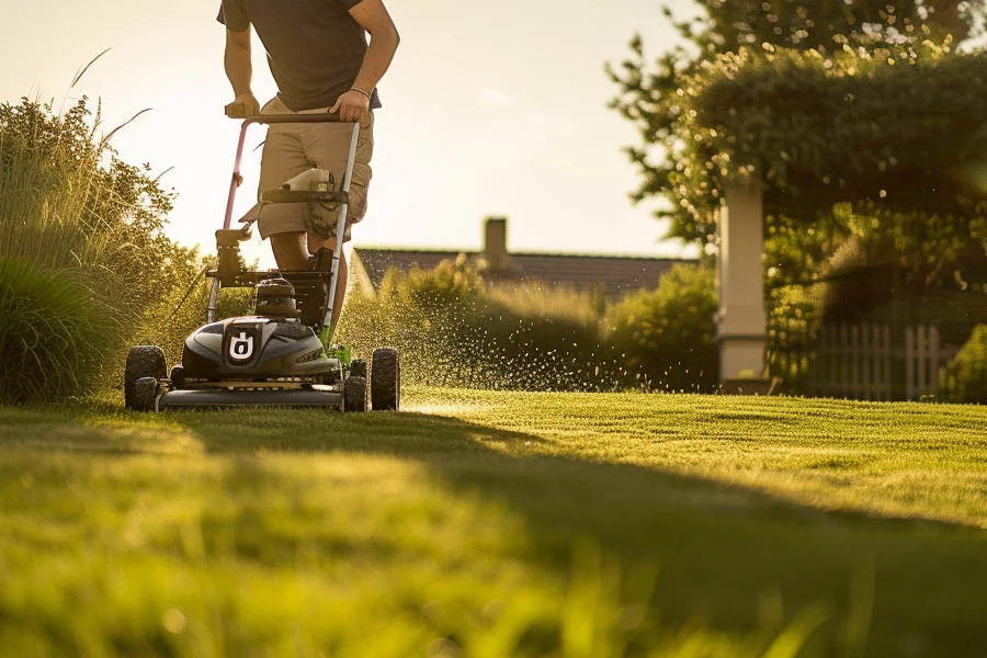 self-propelled electric lawn mower